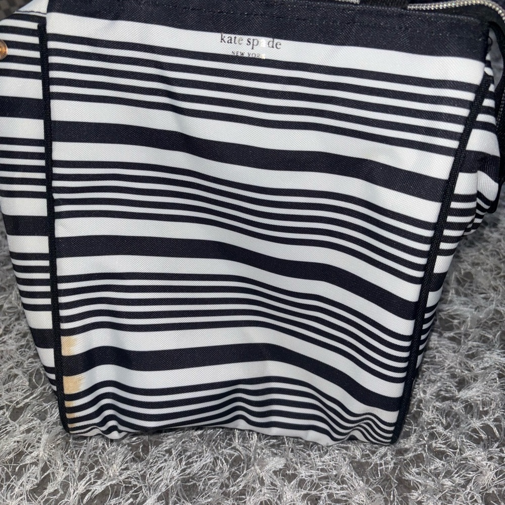 Kate Spade Black and White Striped lunch bag